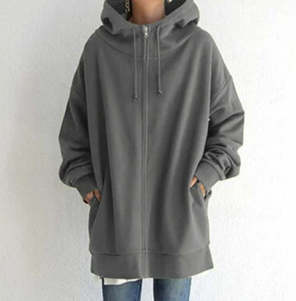 Damen Hoodie mit übergroßen Reißverschluss von Fudus