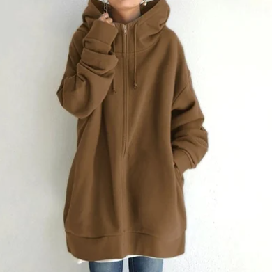 Krohn-e | Damen Hoodie mit Kapuze und Reißverschluss für Herbst Winter
