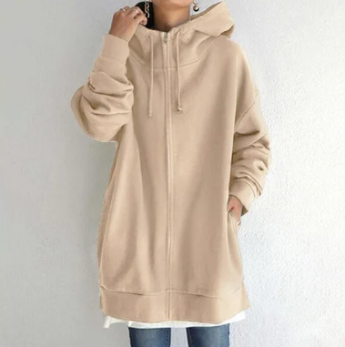 Krohn-e | Damen Hoodie mit Kapuze und Reißverschluss für Herbst Winter