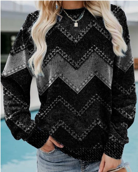 Krohn-e | Lässiges Sweatshirt mit Zickzack-muster Weich und Trendy Perfekt für Den Alltag