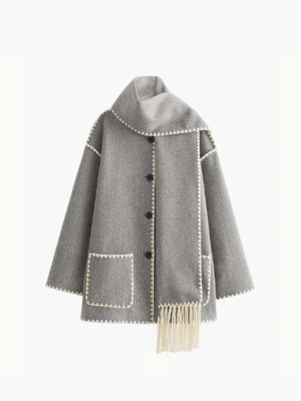 Krohn-e | Warmer Mantel mit Quasten-Schal