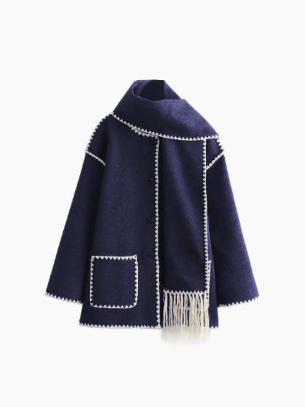 Krohn-e | Warmer Mantel mit Quasten-Schal