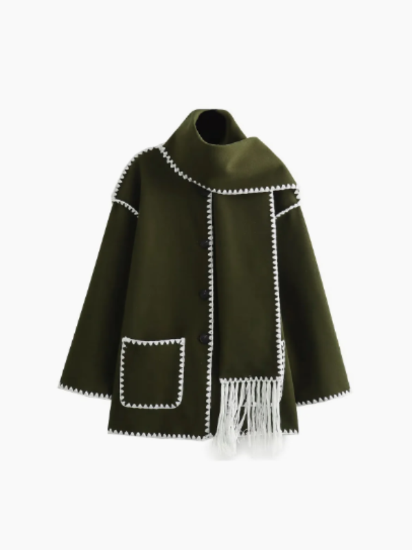 Krohn-e | Warmer Mantel mit Quasten-Schal