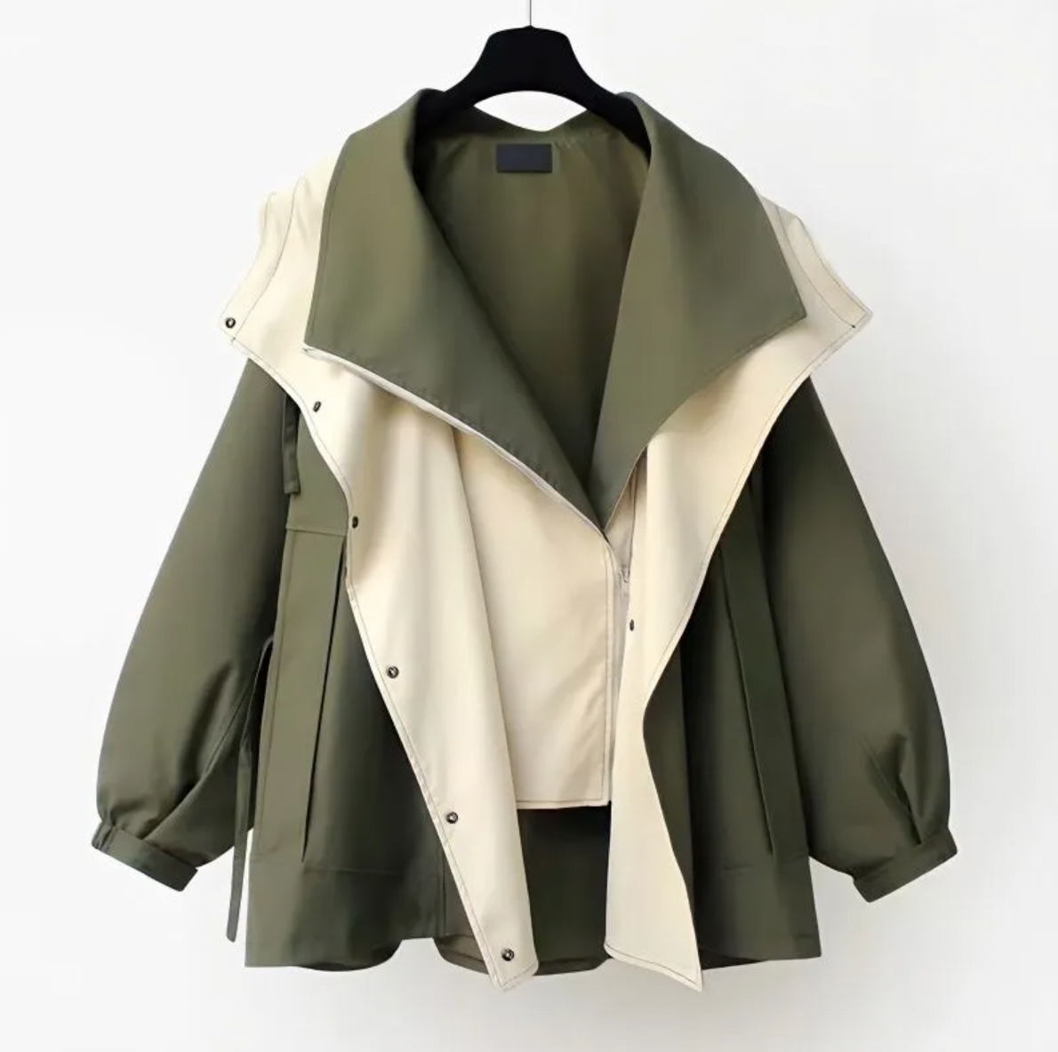Krohn-e | Zweifarbige Jacke mit Weiter Kragen Leicht und Modern