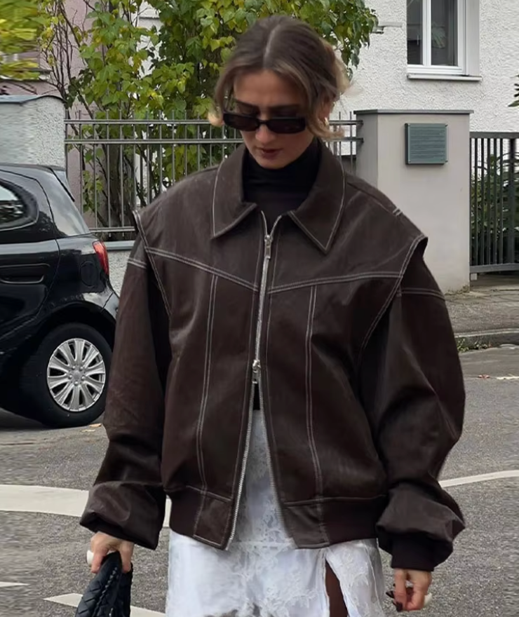 Krohn-e | Oversized Bomberjacke Stilvoll und Wärmeresistent Perfekt für Herbst und Winter