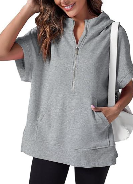 Lässiger Damen-Kapuzenpullover mit kurzen Ärmeln von Fudus