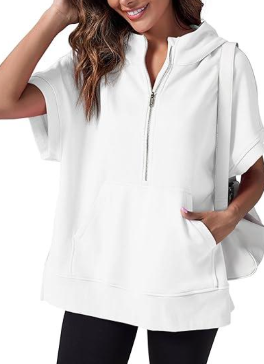 Lässiger Damen-Kapuzenpullover mit kurzen Ärmeln von Fudus