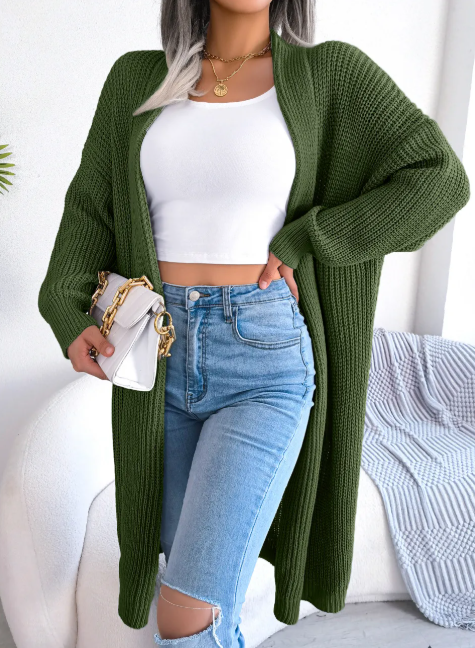 Krohn-e | Damen Casual Kaschmir Strickjacke Mit Langen Ärmeln