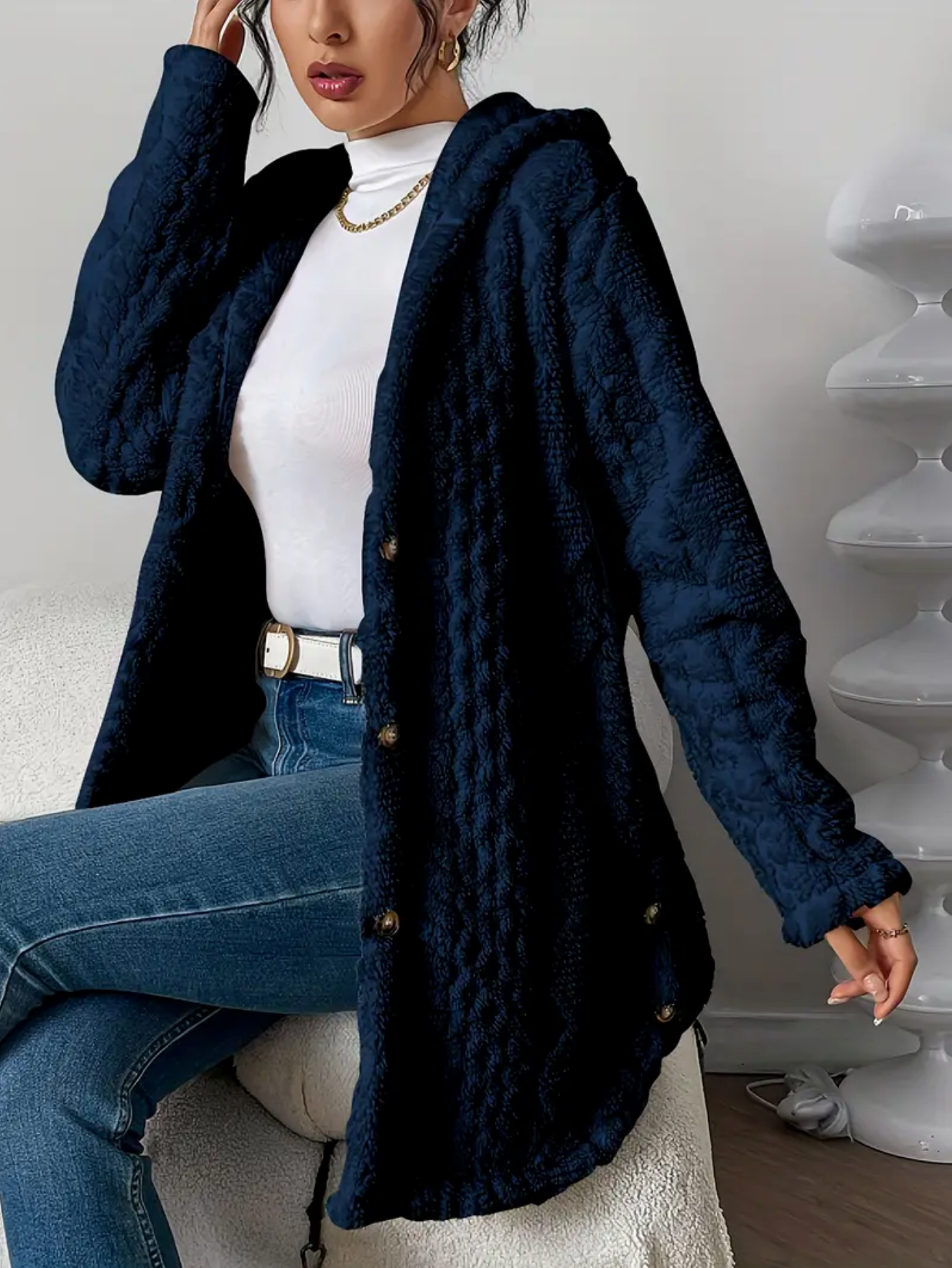 Krohn-e | Übergröße Damen Teddy Weste mit Kapuze