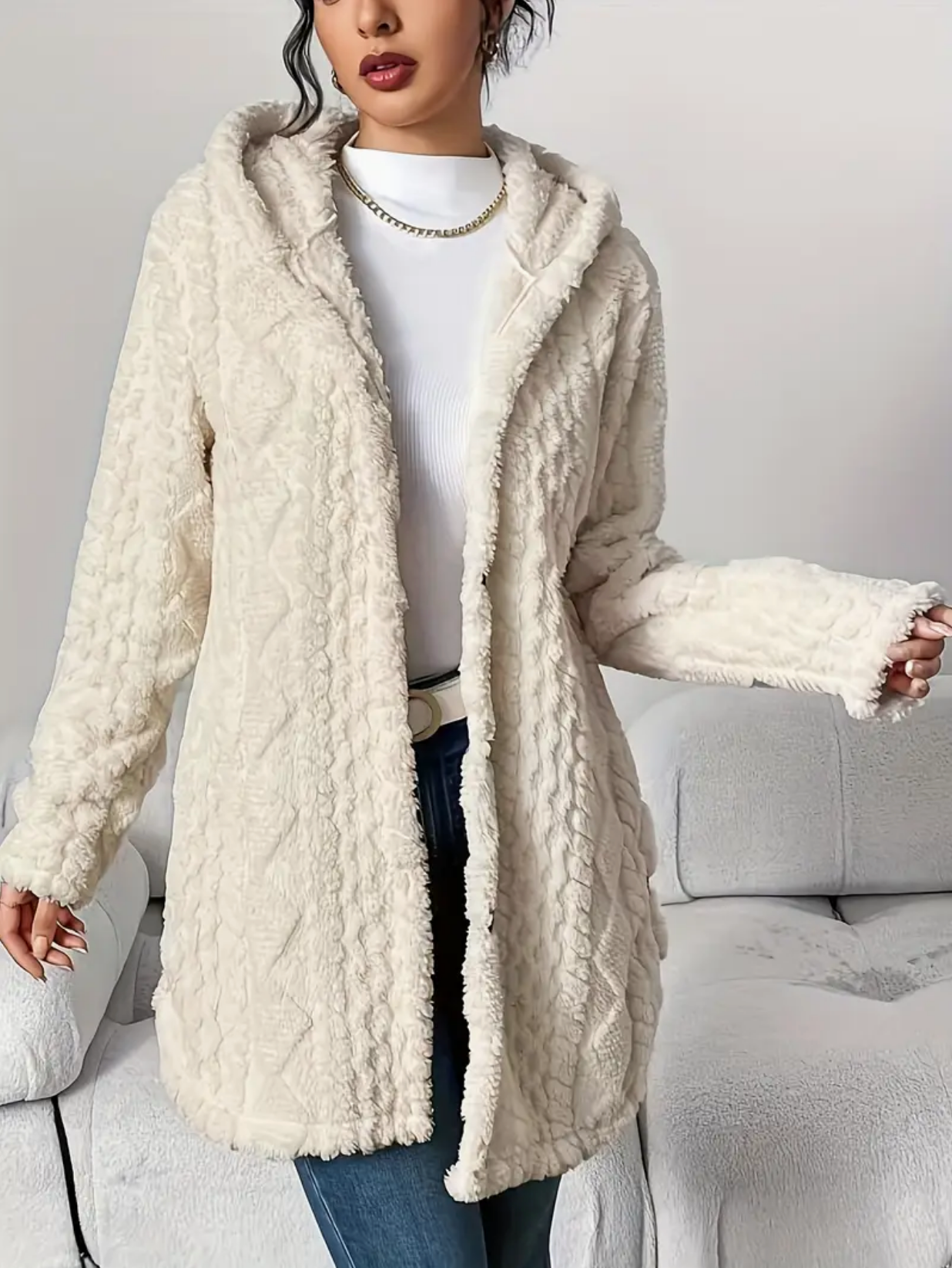 Krohn-e | Übergröße Damen Teddy Weste mit Kapuze