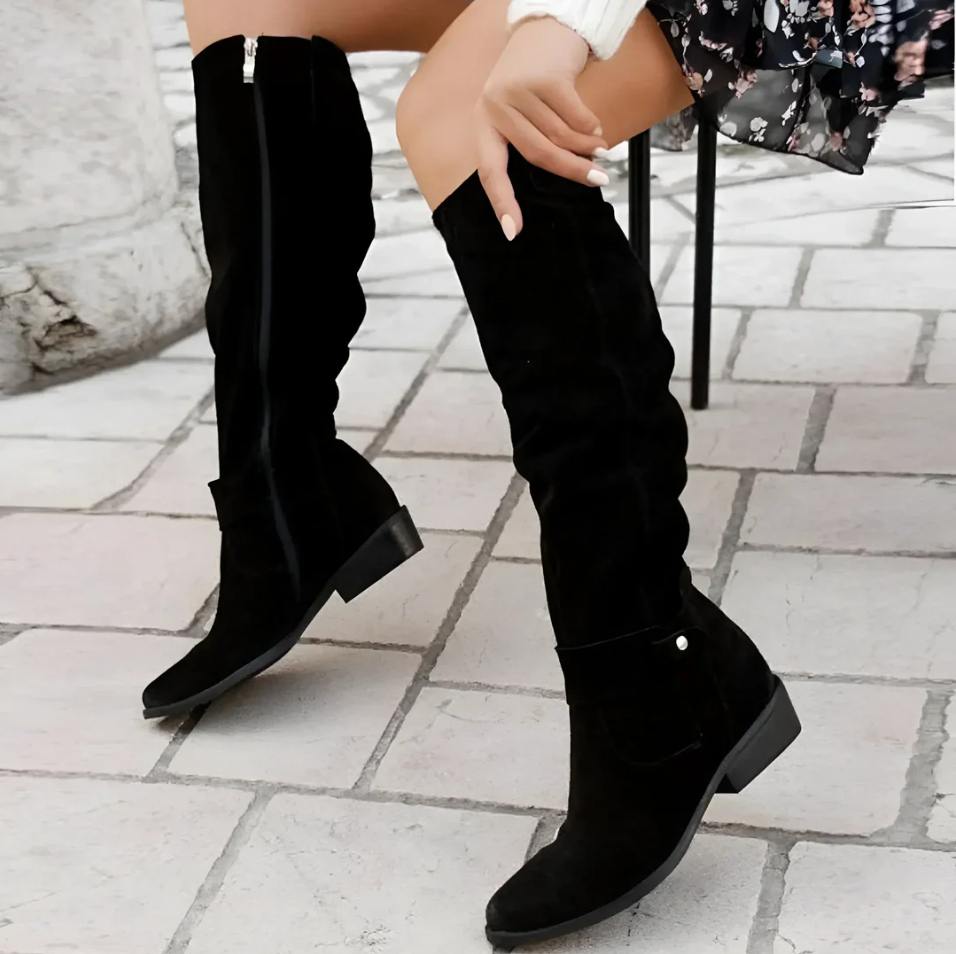 Krohn-e | Luxus-Damenstiefel aus Wildleder mit rutschfester Sohle
