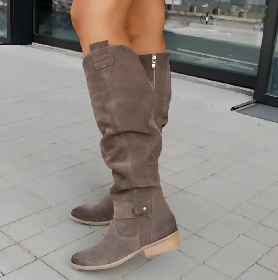 Krohn-e | Luxus-Damenstiefel aus Wildleder mit rutschfester Sohle