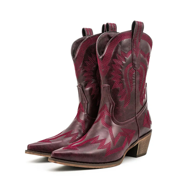Krohn-e | Klassische Western-Cowboystiefel Aus Leder für Damen