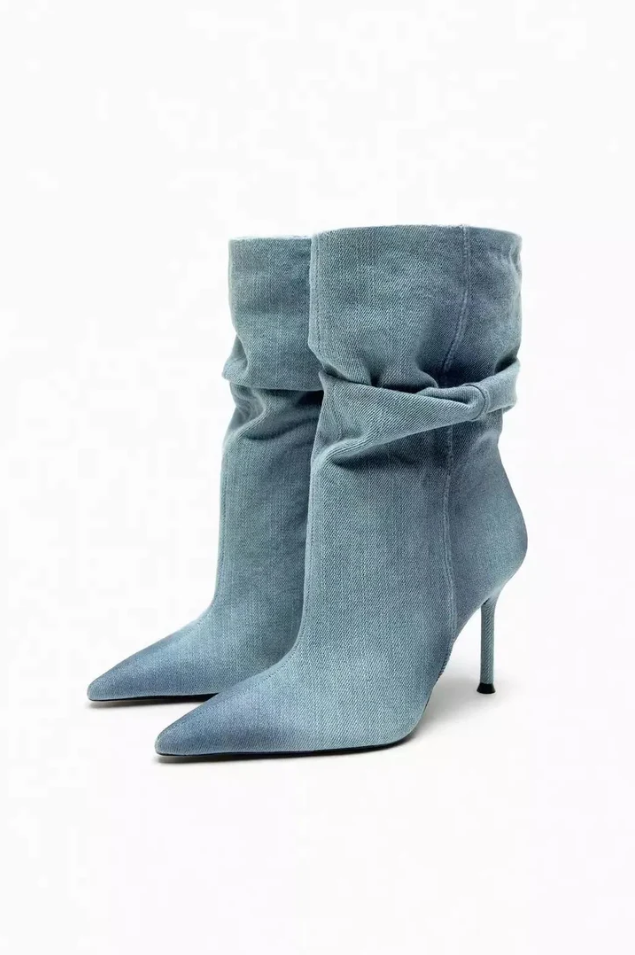 Krohn-e | Elyce Denim-Stiefel mit Hohem Absatz für Damen