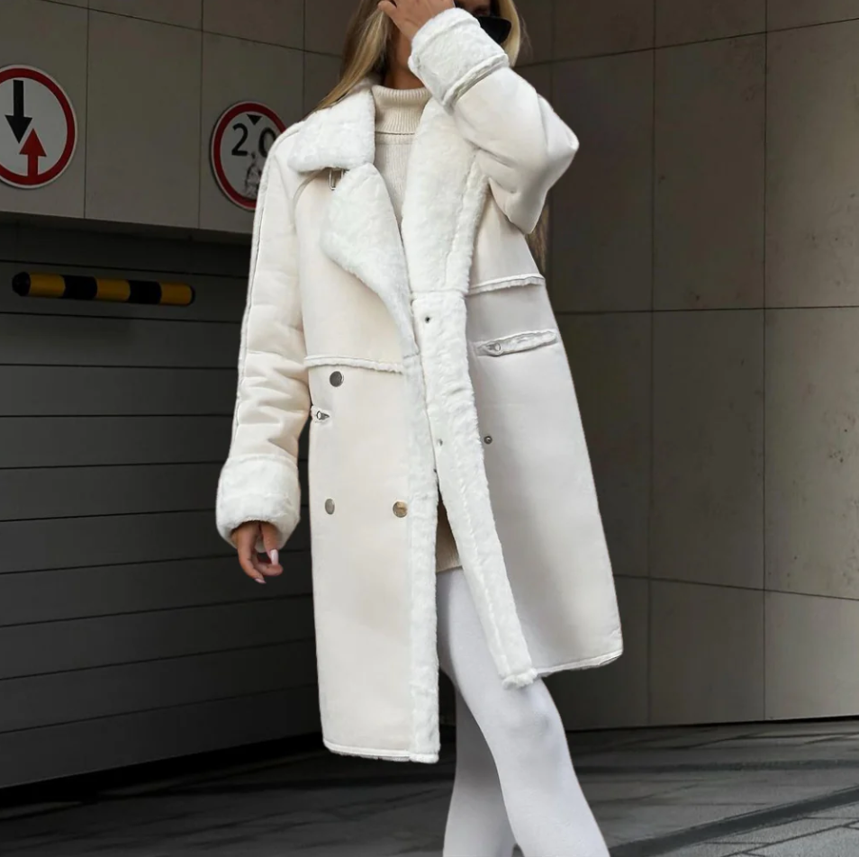 Krohn-e | Elegante Lange Plüschjacke für Damen