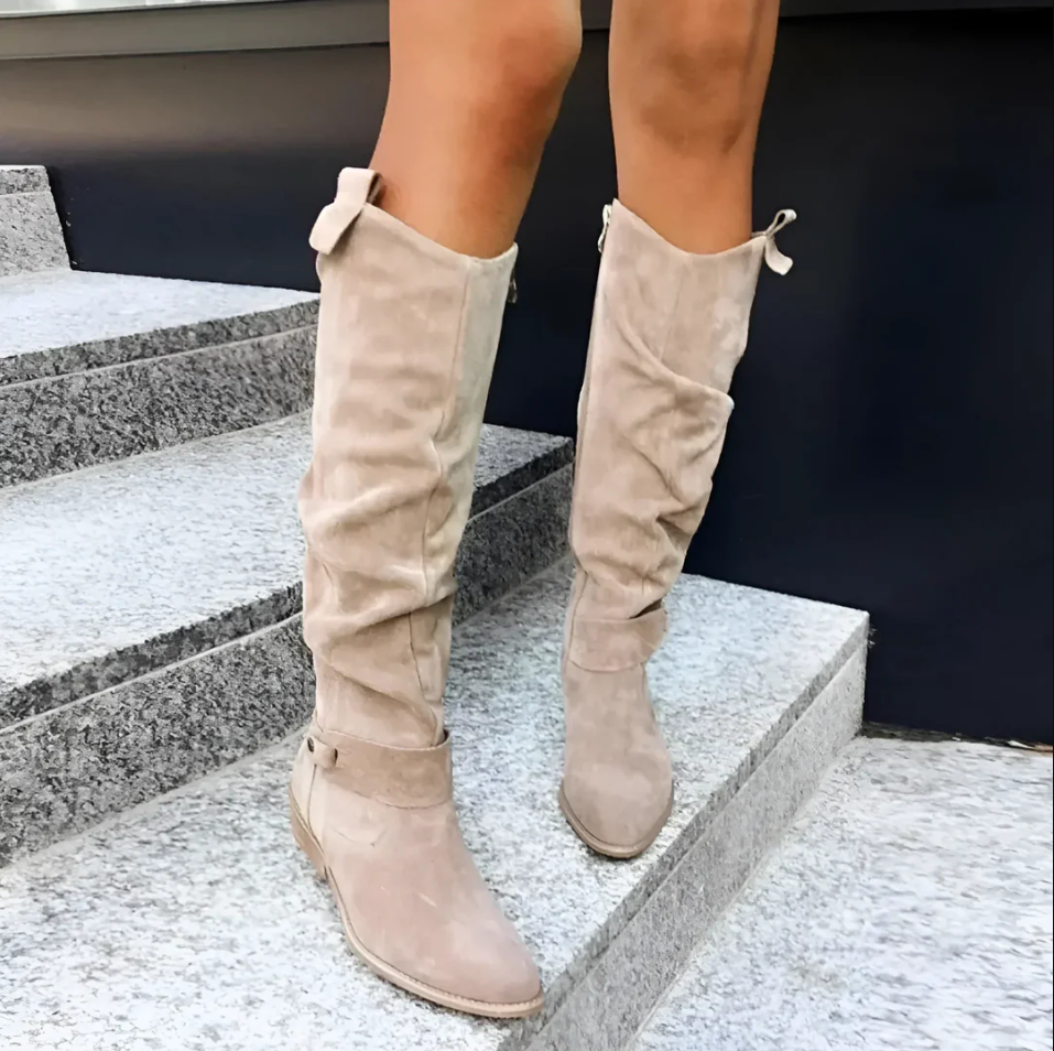 Krohn-e | Luxus-Damenstiefel aus Wildleder mit rutschfester Sohle