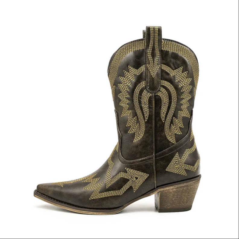 Krohn-e | Klassische Western-Cowboystiefel Aus Leder für Damen