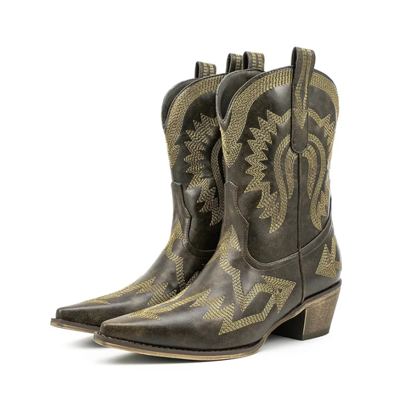 Krohn-e | Klassische Western-Cowboystiefel Aus Leder für Damen
