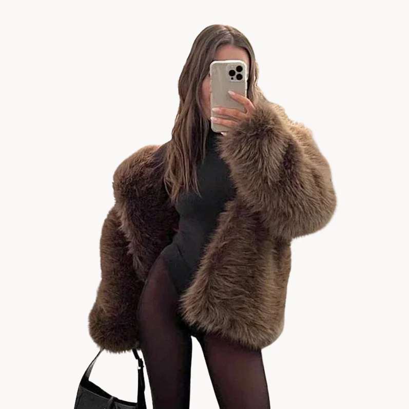 Krohn-e | Luxuriöse Jacke Aus Weichem Kunstfell für Damen
