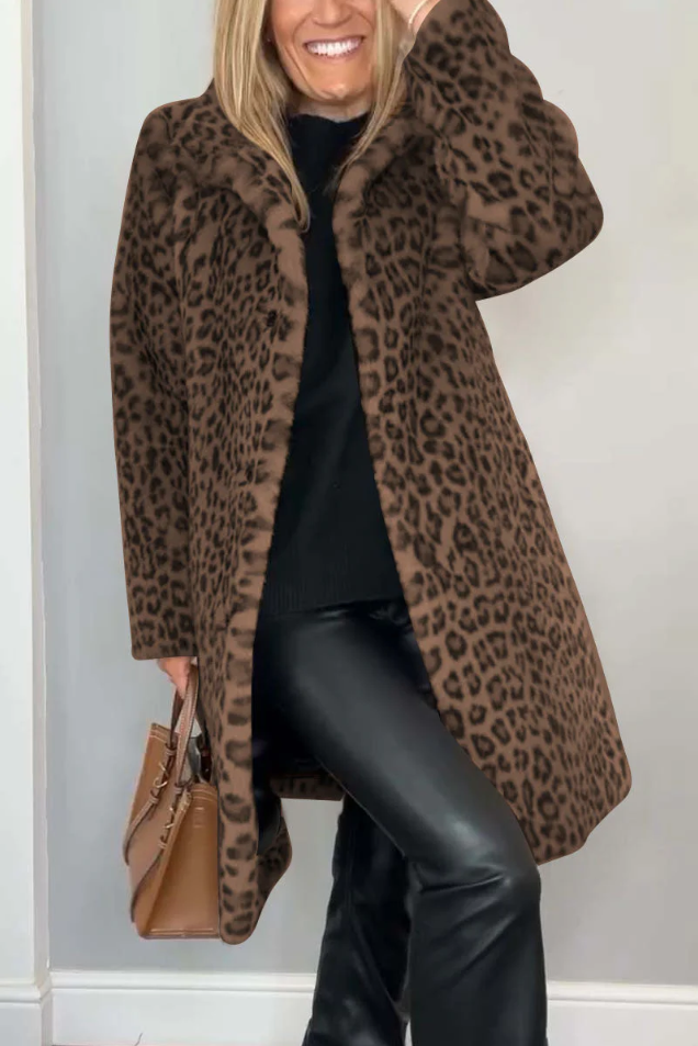 Krohn-e | Klassieke Dames Winterjas Met Luipaardprint