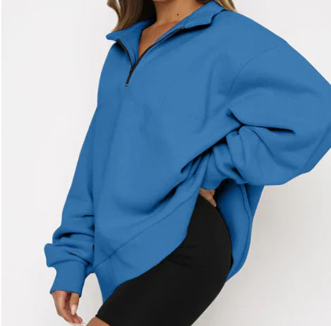 Fudus Damen Sweatjacke im lässigen Halbreaker-Stil