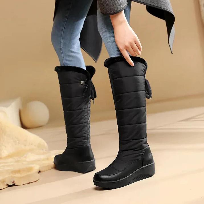 Krohn-e | Winterstiefel Pelzgefütterte kniehohe Schneestiefel für Frauen