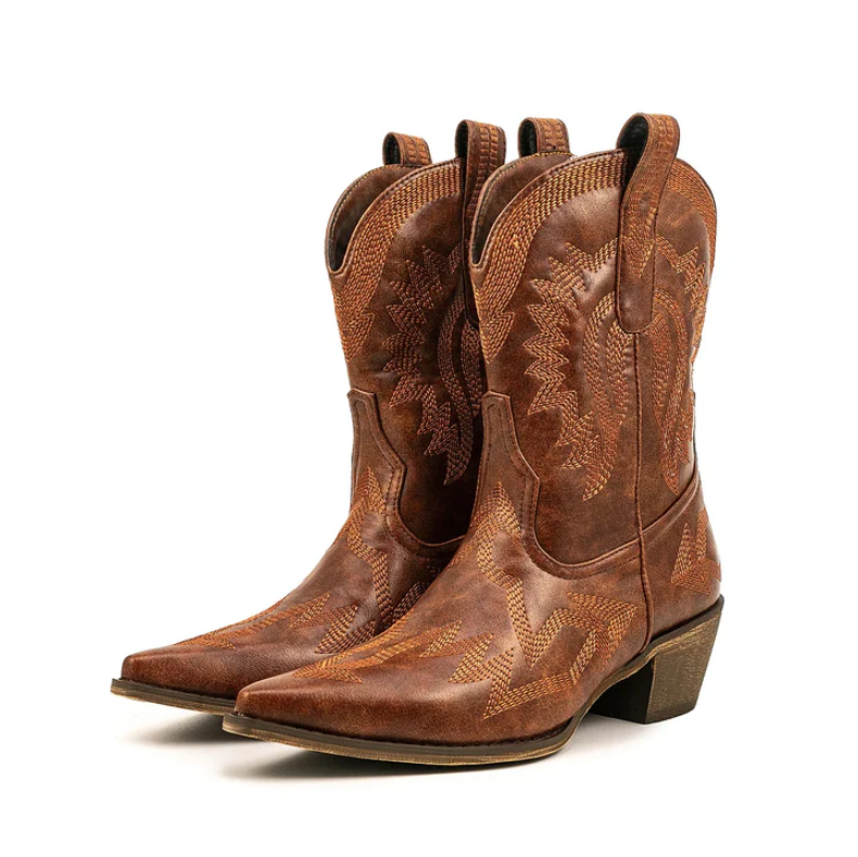 Krohn-e | Klassische Western-Cowboystiefel Aus Leder für Damen