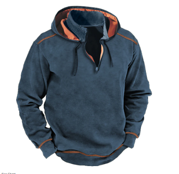 Fudus Kapuzenpullover mit langem Arm, Halb-Reißverschluss und Kordelzug