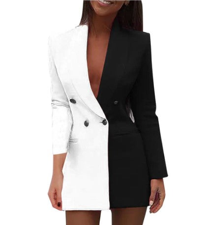 Colorblock Avelena Blazer Dress with Double Breasted Two-Tone Design