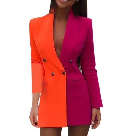 Colorblock Avelena Blazer Dress with Double Breasted Two-Tone Design