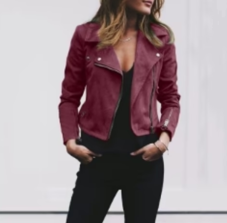 Krohn-e | Damen Freizeit Bikerjacke Mit Reißverschluss Und Langen Ärmeln