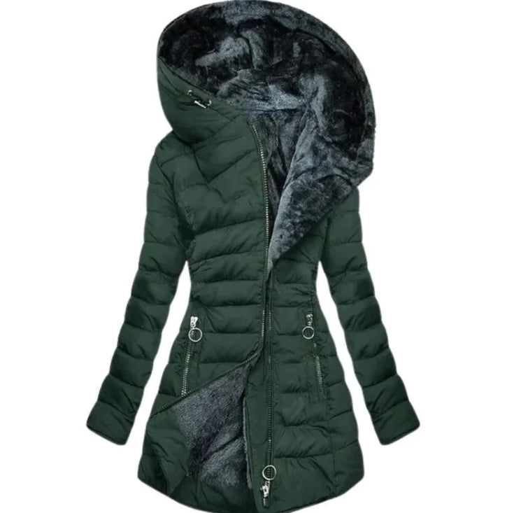 Krohn-e | Damen-Winterparka mit Reißverschluss und Kapuze und Tasche - Winter