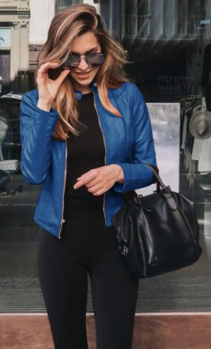 Krohn-e | Moderne Damen Bikerjacke Aus Kunstleder