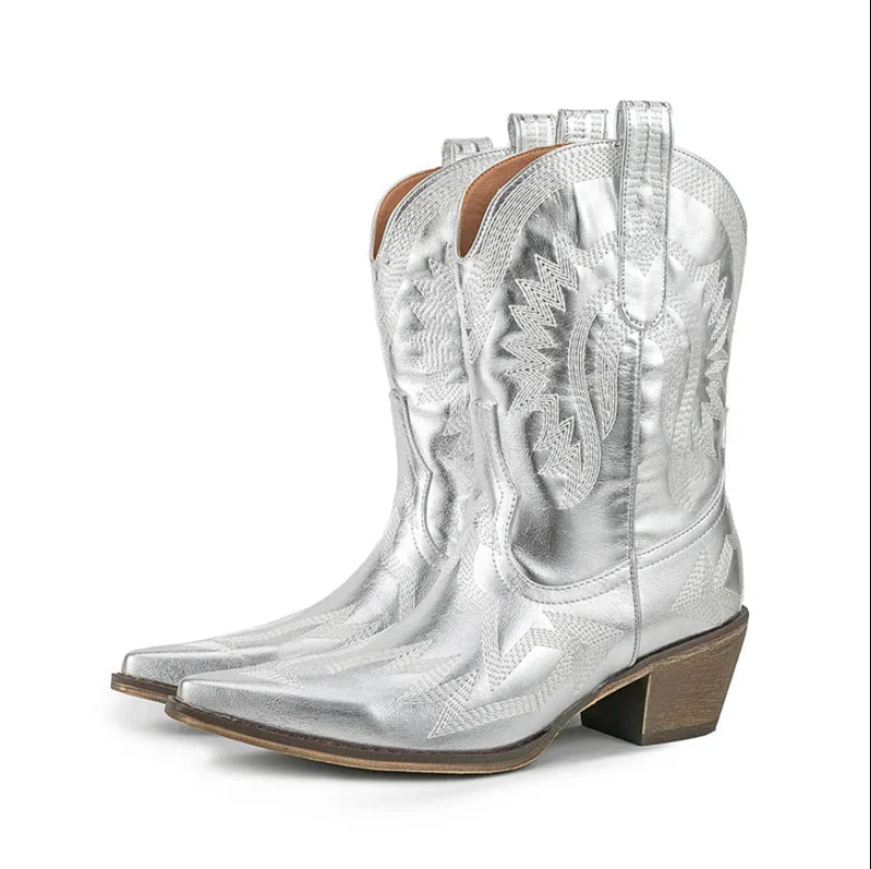 Krohn-e | Klassische Western-Cowboystiefel Aus Leder für Damen