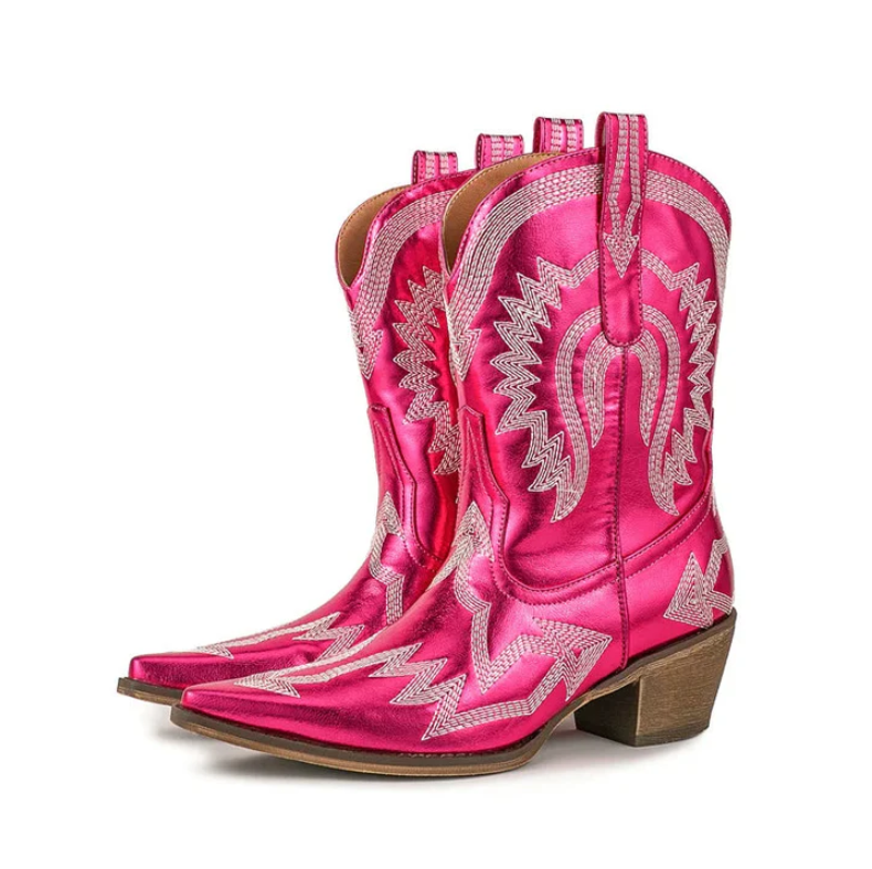 Krohn-e | Klassische Western-Cowboystiefel Aus Leder für Damen