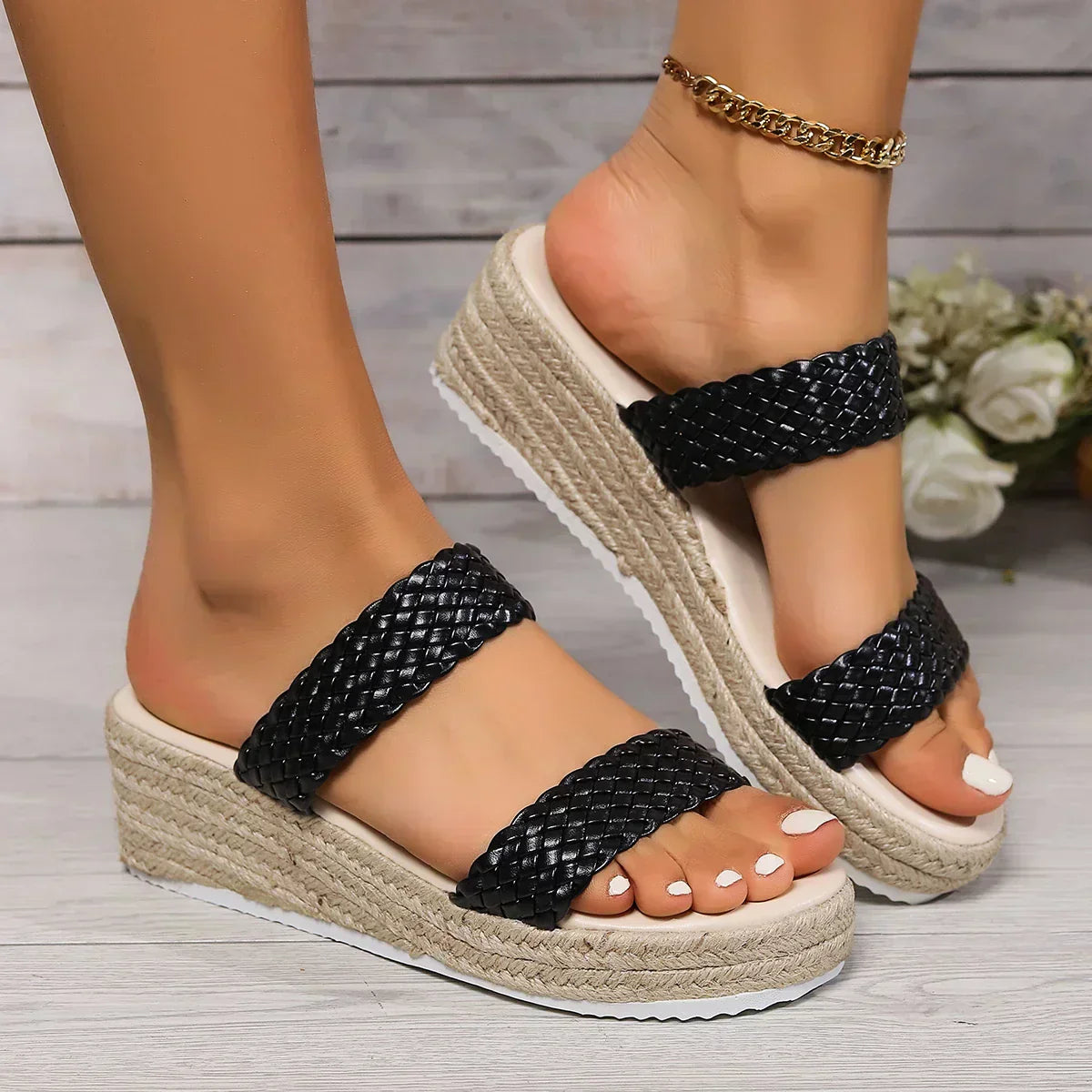 KROHN-E Damen Keilsandalen Gepolstert Verstellbare Riemen