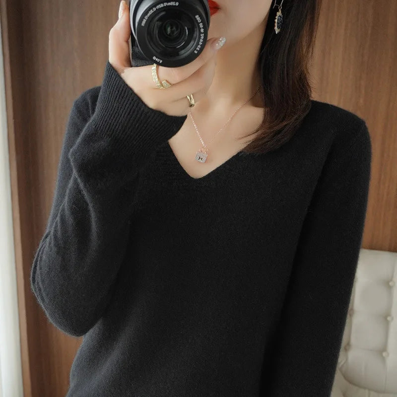 Krohn-e | Pullover - Bequemer V-Ausschnitt Pullover