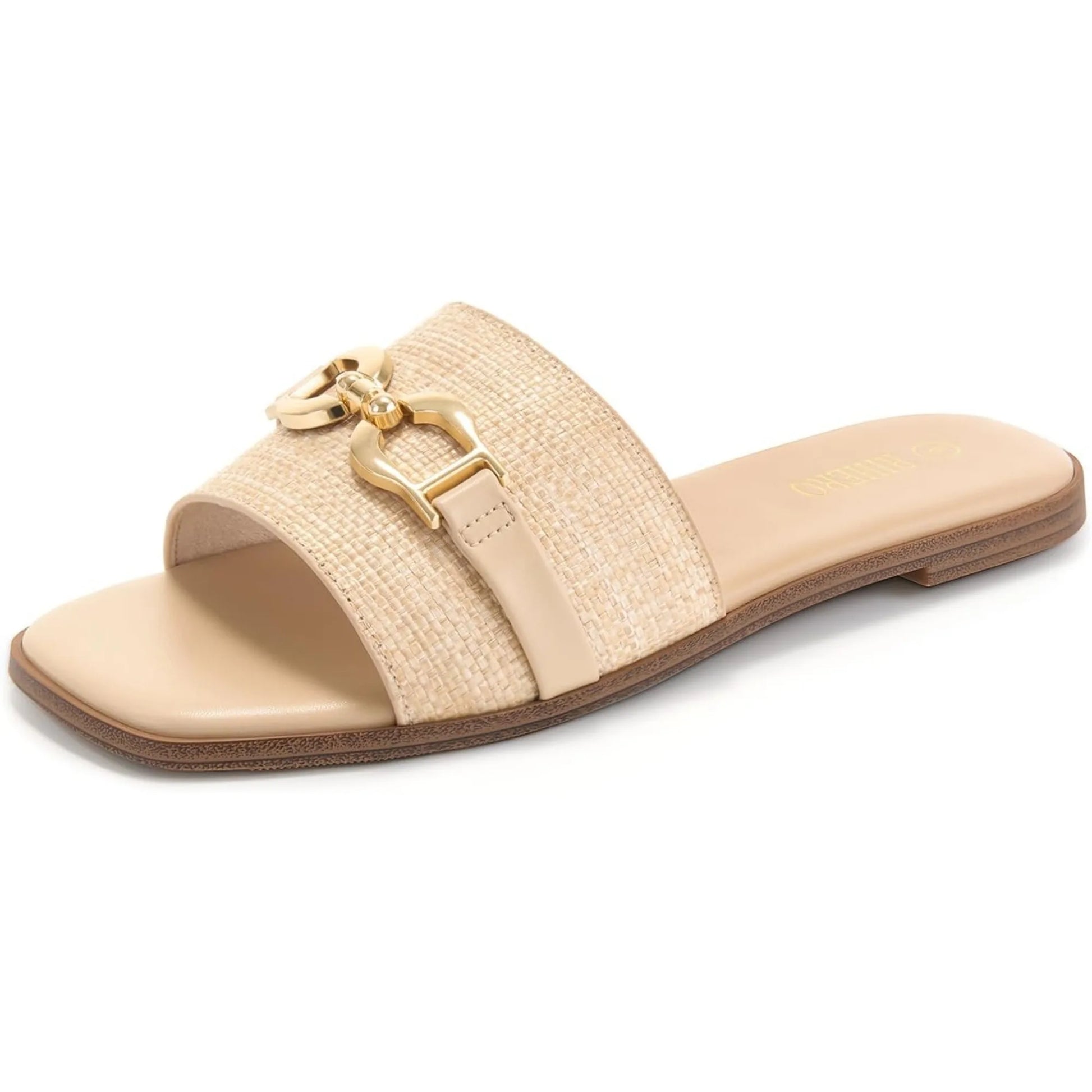 KROHN-E Damen Sandalen Verstellbare Schnalle Beige
