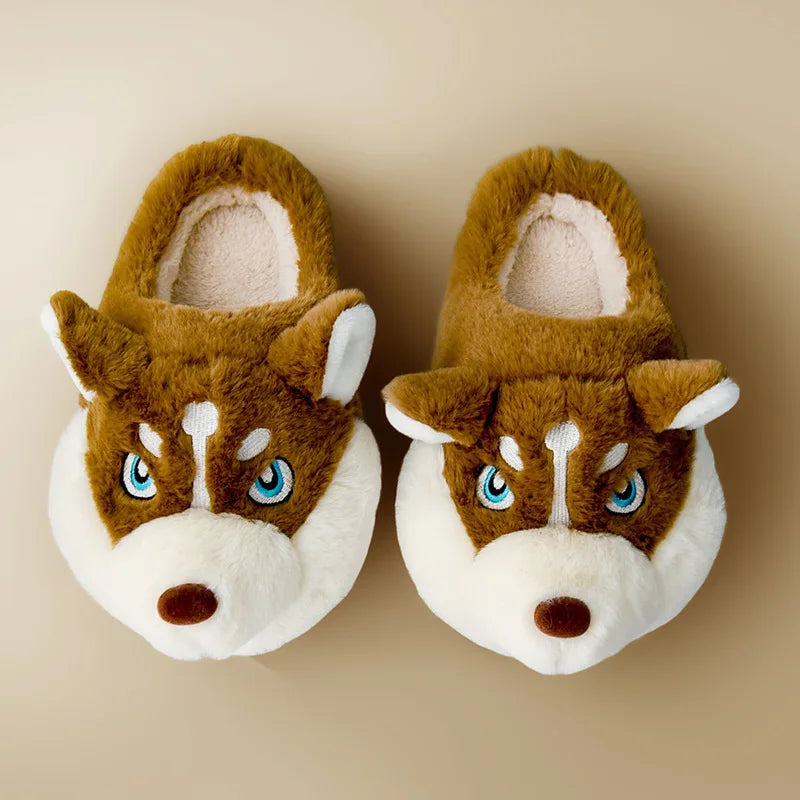 Krohn-e | Weiche Damenschuhe Niedliche Husky Hausschuhe für Zuhause