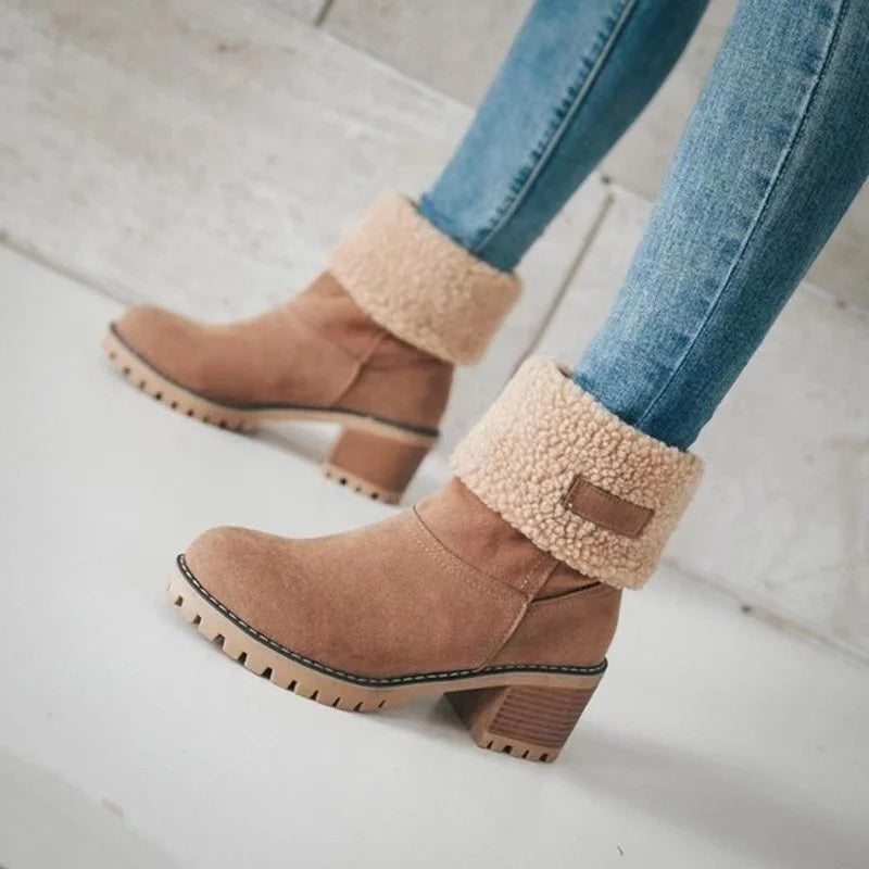Krohn-e | Herbst/Winter Legere Quadratische Absatz Runde Zehen Blockabsatz Stiefel