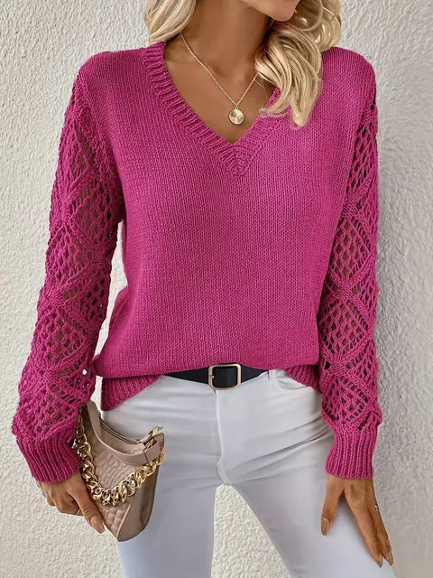 Krohn-e | Solid V-Ausschnitt Strickpullover