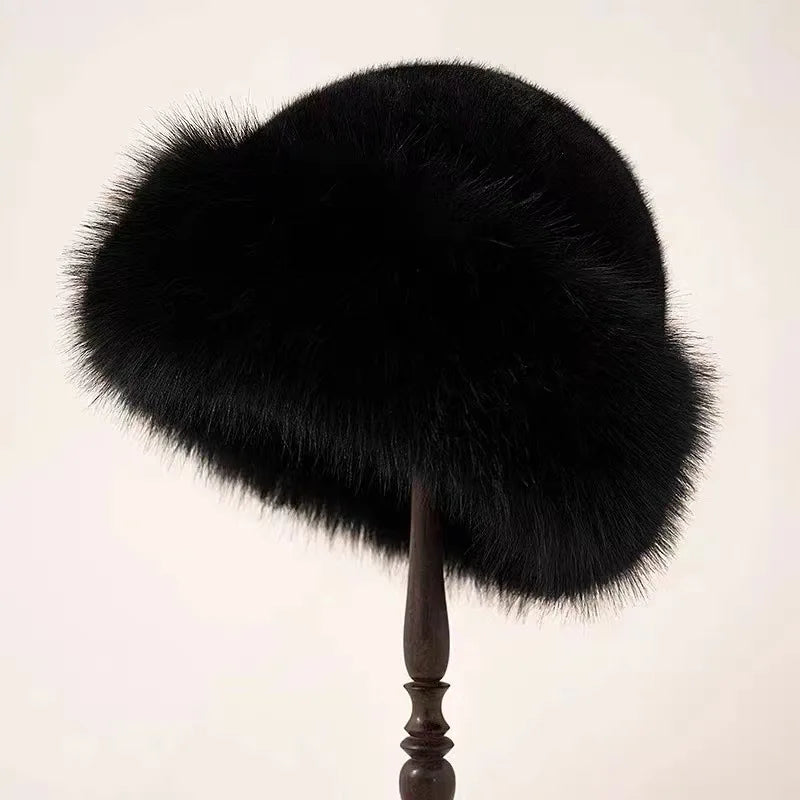 KROHN-E Damen Flauschige Wintermütze weiche Textur warm stylisch
