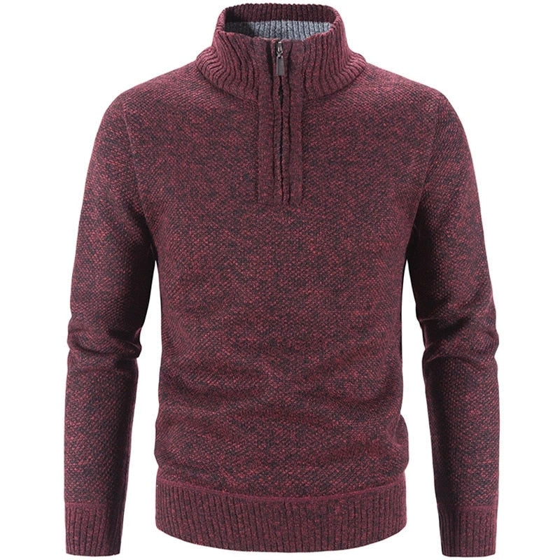 Herrenpullover mit kuscheligem Halb-Reißverschluss