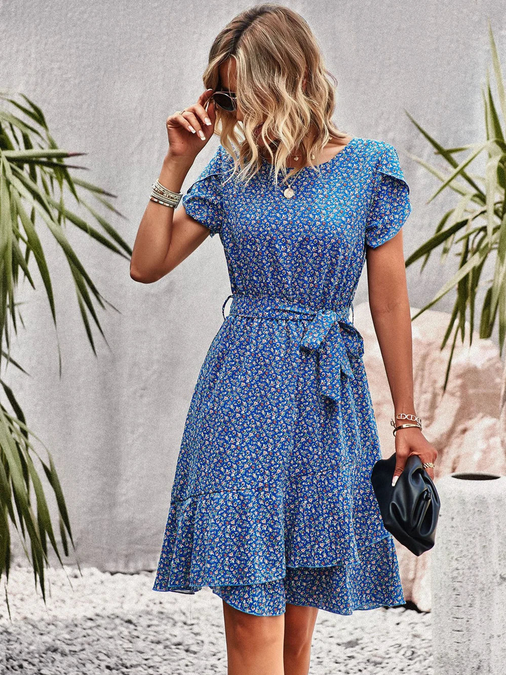 KROHN-E Damen Sommerkleid ärmellos fließender Rock leicht