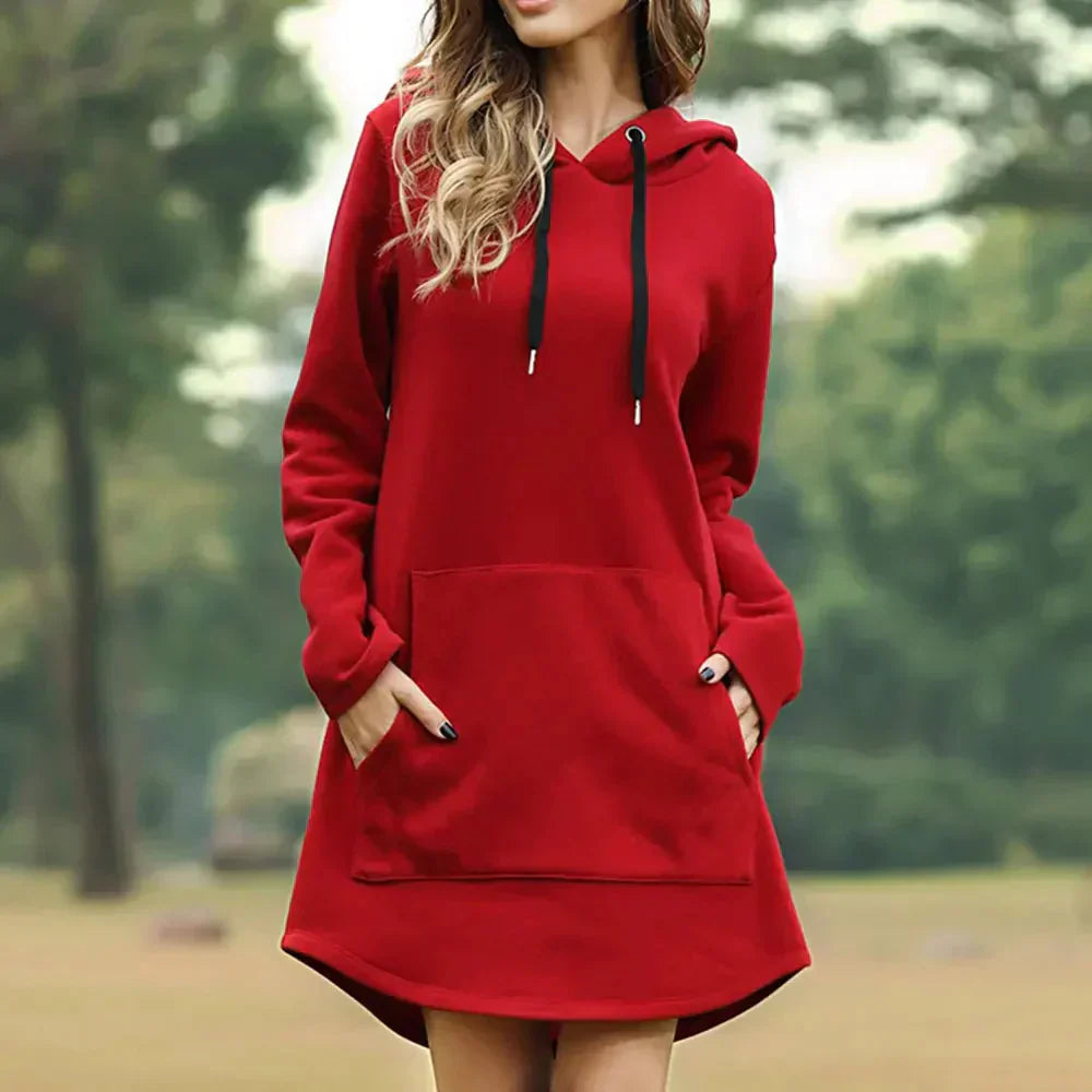 Krohn-e | Damen Sweatkleid mit Kapuze und Tasche