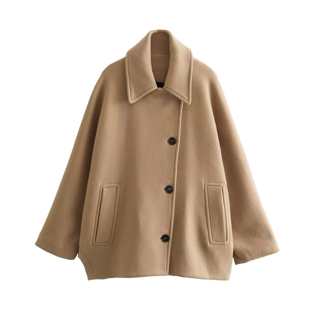 Krohn-e | Elegantes Damen-Cape mit Knöpfen und Wollmischung