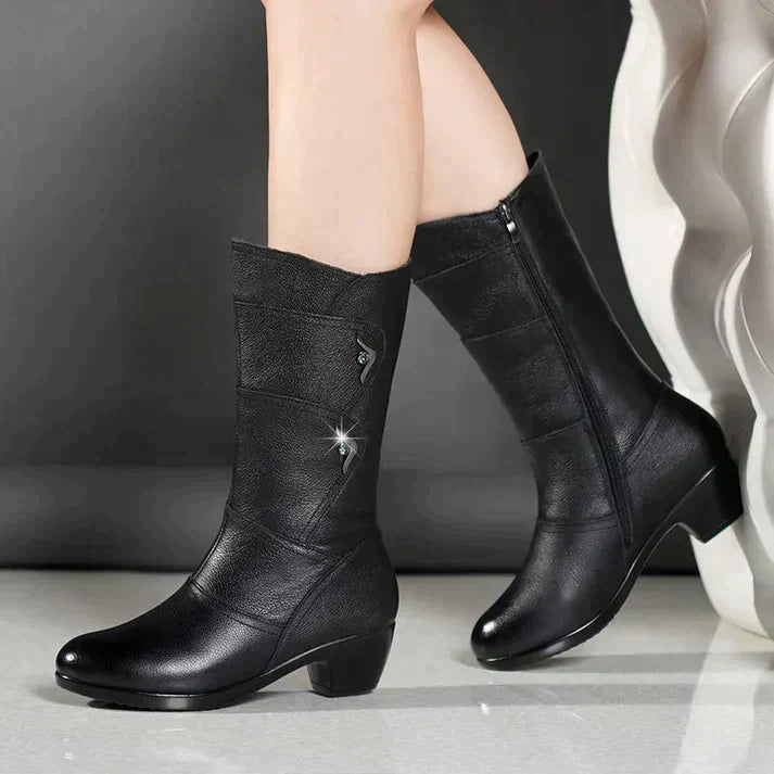 Krohn-e | Schwarze Stiefel mit Blockabsatz Winter