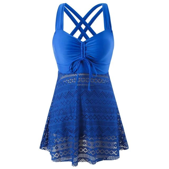 KROHN-E Damen Tankini Bauchkontrolle Verstellbare Träger Figurformend