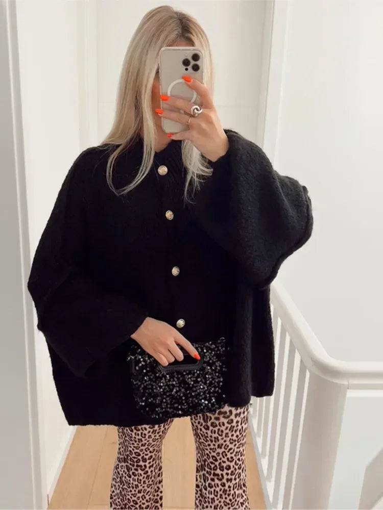 Krohn-e | Eleganter Strick-cardigan mit Knöpfen Wolle/acryl Komfortabel und Stilvoll
