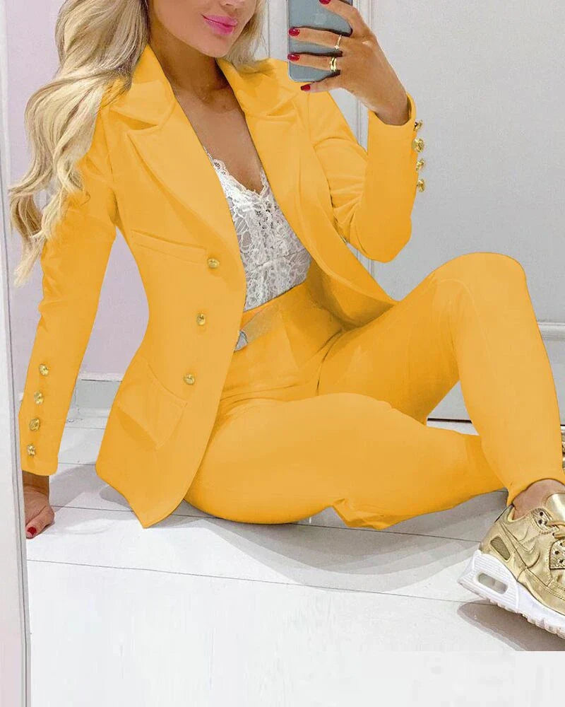 Trendiger Damen-Zweiteiler von Avelena: Blazer und Hose im lässigen Design
